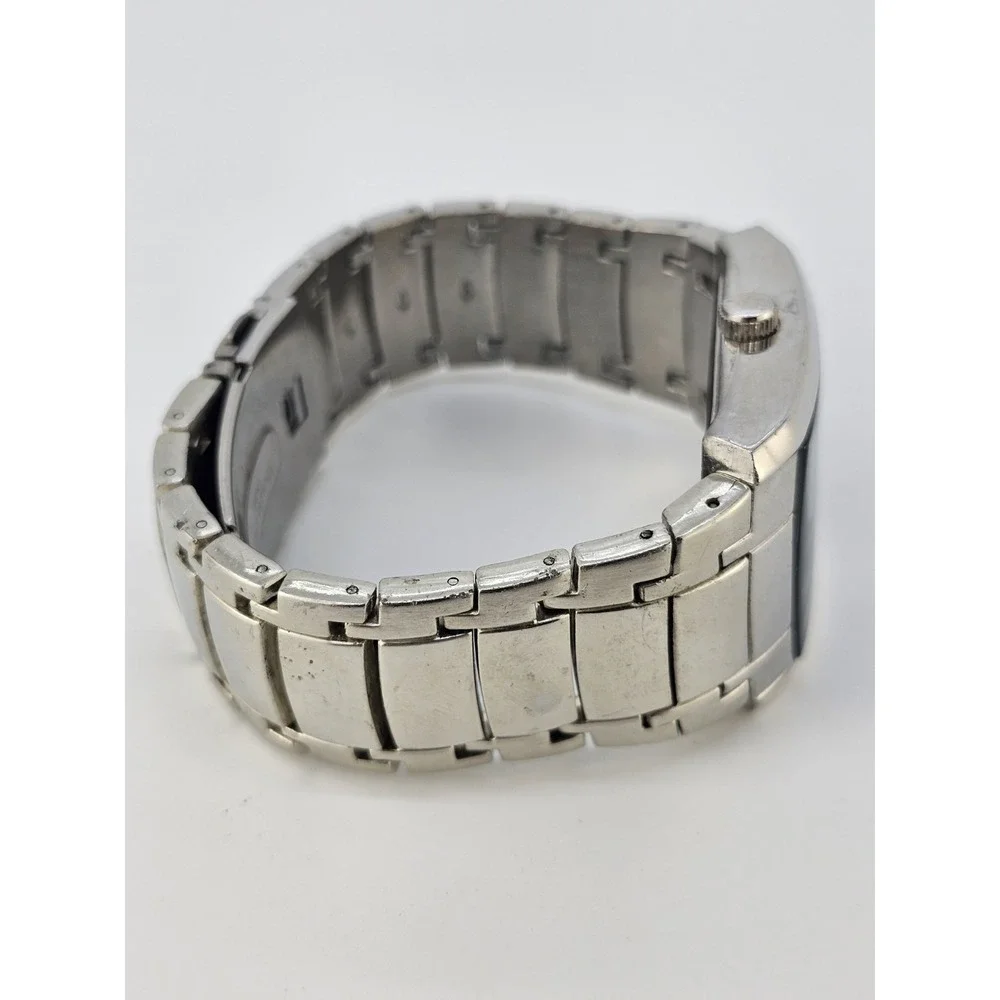 Folio Men's Diamond Watch 35MM Black Dial‎ Gray Bracelet Band 7